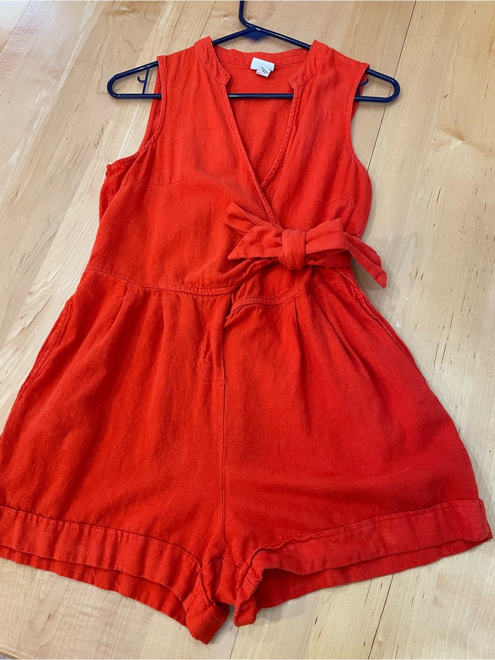 Women’s Red Sleeveless Tie-Waist Romper